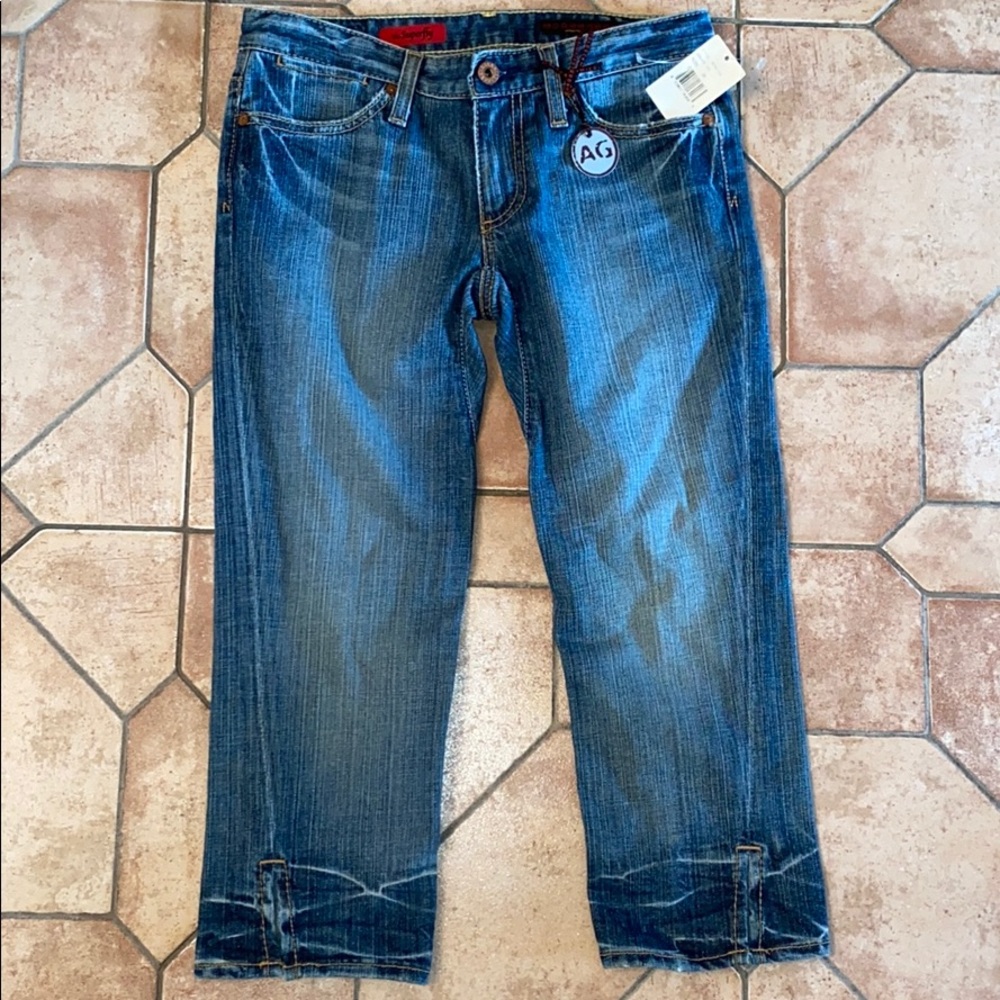 🆕 AG Superfly Bermuda Capri Crop Jeans 26 Distres